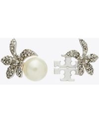 Tory Burch - Moondance Pearl And Flower Stud Earrings - Lyst