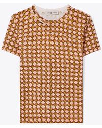 Tory Burch Cotton Double T T-shirt in Brown Womens Tops Tory Burch Tops - Save 54% White 