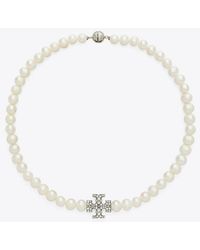 Tory Burch - Moondance Pearl And Pavé Necklace - Lyst