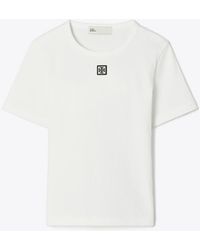 Tory Burch - Ribbed Top With Logo Patch - Lyst