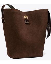 Tory Burch - Lock Suede Slim Bucket Bag - Lyst