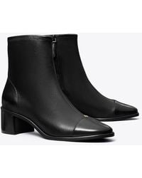 Tory Burch - Cap-Toe Low-Heel Ankle Boot - Lyst