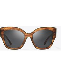 Tory Burch Kira Square Sunglasses - Honey Wood