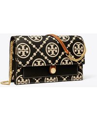 Tory Burch - T Monogram Contrast Embossed Chain Wallet - Lyst