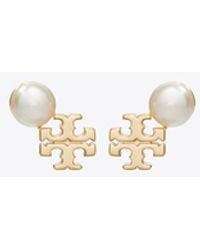 Tory Burch - Damen Moondance Ohrstecker Mit Logo Und Perle - Lyst