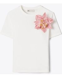 Tory Burch - Embellished Cotton T-Shirt - Lyst