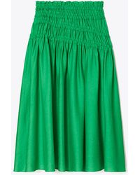 Tory Burch - Smocked Viscose Skirt - Lyst