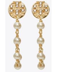 Tory Burch - Moondance Pearl And Chain Earrings - Lyst