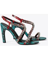 Tory Burch - Crystal Strappy Heeled Sandal - Lyst