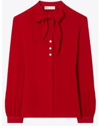 Tory Burch - Georgette Bow Blouse - Lyst