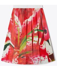 Tory Burch - Pleated Skirt With Colorful Print - Lyst