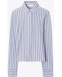 Tory Burch - Striped Cotton Piqué Polo Shirt - Lyst