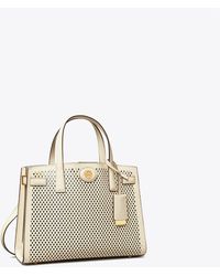 Tory Burch Small Robinson Perforated Leather Satchel - Royal Navy - FI –  She She Boutique