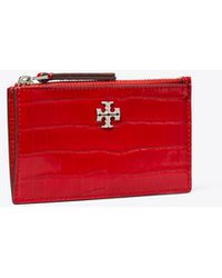 Tory Burch - Kira Croc-Embossed Zip Card Case - Lyst