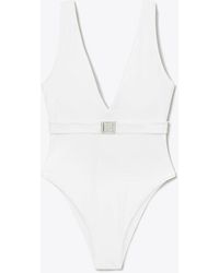 Tory Burch - Damen Badeanzug Mit Gürtel Und Logo - Lyst