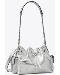 Tory Burch - Mini Charlie Quilted Metallic Drawstring Shoulder Bag - Lyst