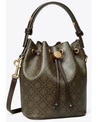 Tory Burch - T Monogram Coated Canvas Mini Bucket Bag - Lyst