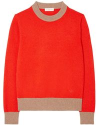 Tory Burch Color-block Cashmere Pullover - Red