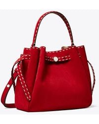 Tory Burch - Romy Suede Pick Stitch Bucket Bag - Lyst