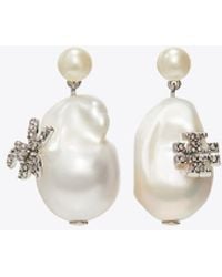 Tory Burch - Moondance Pearl And Flower Drop Earrings - Lyst