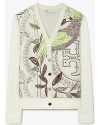 Tory Burch - Silk Front Cardigan - Lyst