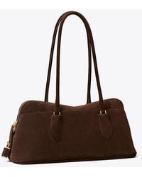 Tory Burch - Lock Suede East-West Satchel - Lyst