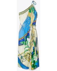 Tory Burch - Printed One-Shoulder Cotton Dress - Lyst