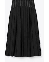 Tory Burch - Wool Twill Pleated Skirt - Lyst