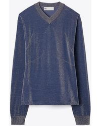 Tory Burch - Metallic V-Neck Sweater - Lyst