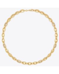 Tory Burch - Gemini Link Pavé Necklace - Lyst
