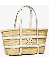Tory Burch - Small Ella Croc-Embossed Straw Basket - Lyst