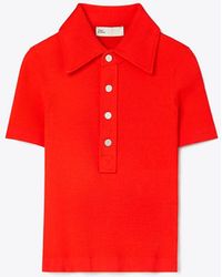 Tory Burch - Viscose Ribbed Polo Sweater - Lyst