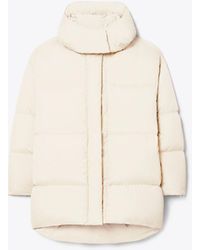 Tory Burch Performance Satin Down Jacket in Blue | Lyst