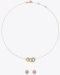 Tory Burch - Icon Pavé Necklace And Earring Set, One Size - Lyst