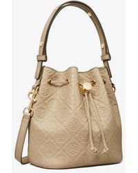 Tory Burch - T Monogram Pebbled Bucket Bag, One Size - Lyst