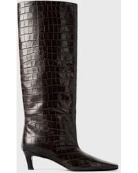 TOTEME - Croco-Embossed Wide Shaft Boots Dark - Lyst