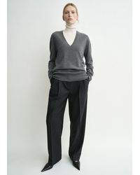 TOTEME - Double-Pleat Winter Trousers Charcoal - Lyst