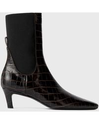 TOTEME - Croco-Embossed Mid-Heel Boots Dark - Lyst