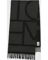 TOTEME - Monogram Jacquard Wool Scarf Charcoal Mélange - Lyst