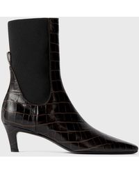 TOTEME - Croco-Embossed Mid-Heel Boots Dark - Lyst