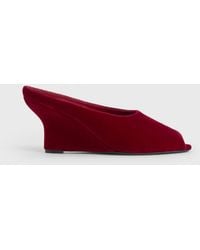 TOTEME - Peep-Toe Velvet Wedge Mules - Lyst