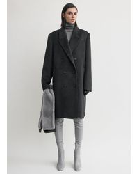 TOTEME - Double-Breasted Cashmere Coat Charcoal - Lyst