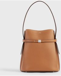 TOTEME - Belted Grained-Leather Bucket Bag - Lyst