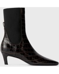 TOTEME - Croco-Embossed Mid-Heel Boots Dark - Lyst