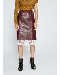 CALVIN KLEIN 205W39NYC Leather Skirt With Lace - Multicolour