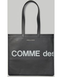 Comme des Garçons Logo-print Leather Tote Bag - Black