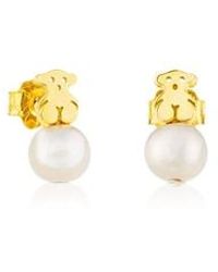 Tous - Gold Puppies Earrings With Pearls And Bear Motif - Lyst