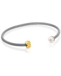 Tous - Steel And Gold Icon Mesh Bracelet With Pearl And Bear Motif - Lyst