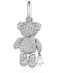 Tous White Gold Teddy Bear Gems Pendant With Diamonds - Metallic