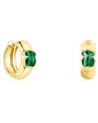Tous - Small Silver Vermeil And Malachite Icon Color Earrings - Lyst